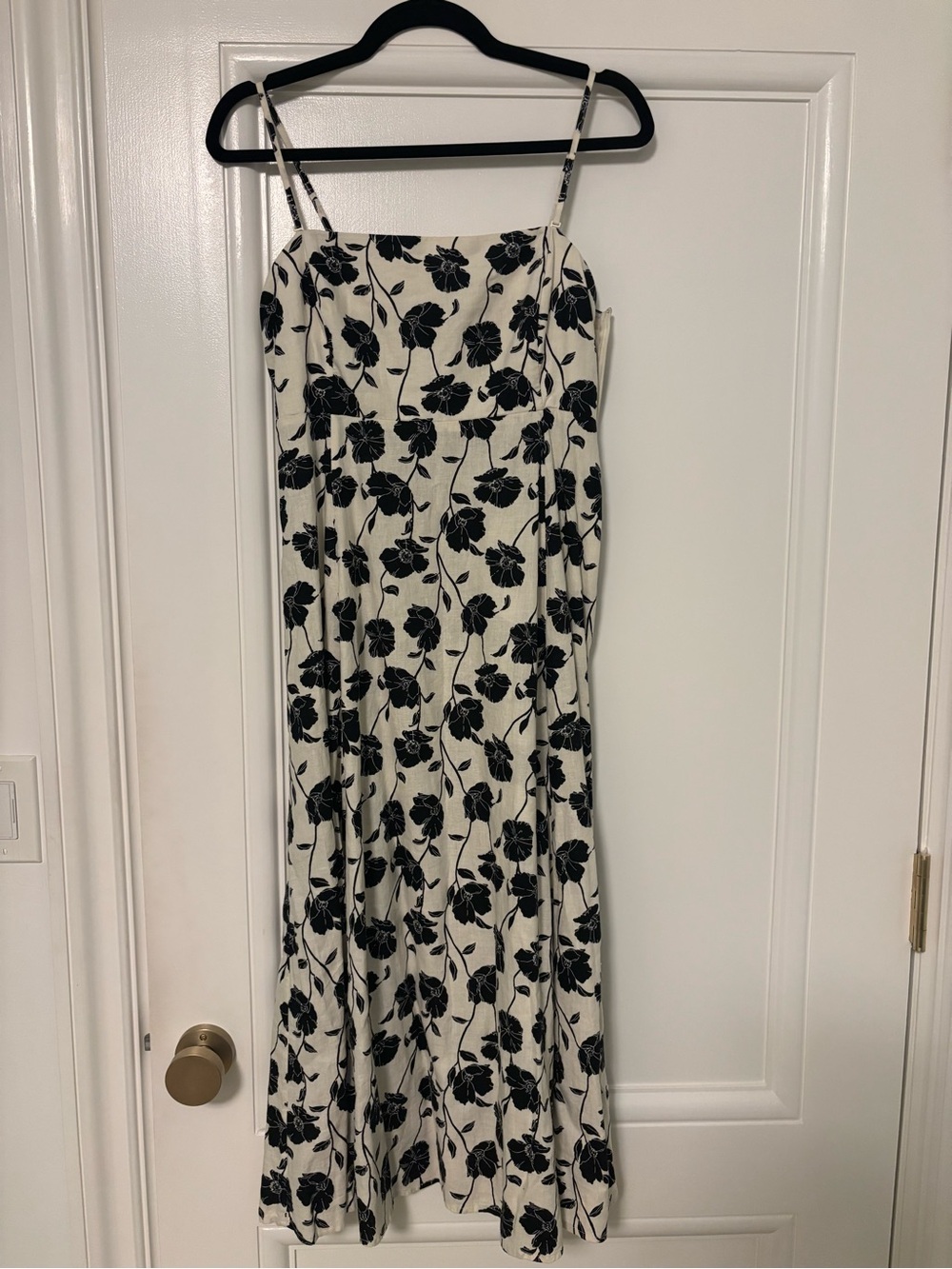 Gap Black Floral Print Ivory Dress